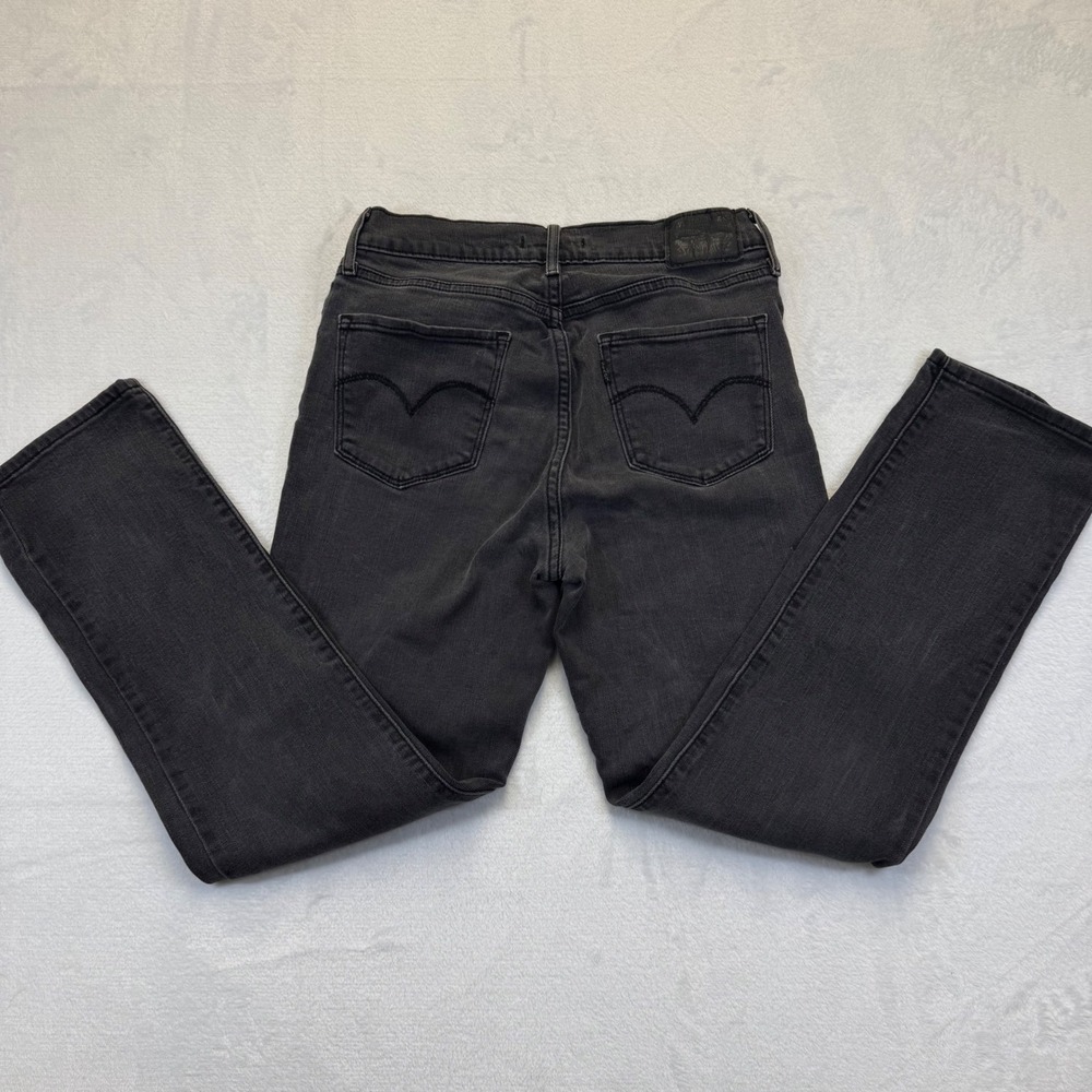 Levis 724 High Rise‎ Straight Jeans 28 Faded Black Dark Gray Denim 18883-0105
